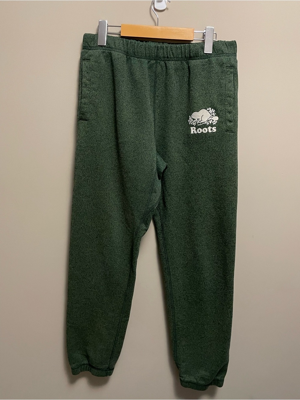 Roots Forest Green Sweatpants with White Logo Men Women XS - Picture 4 of 10
